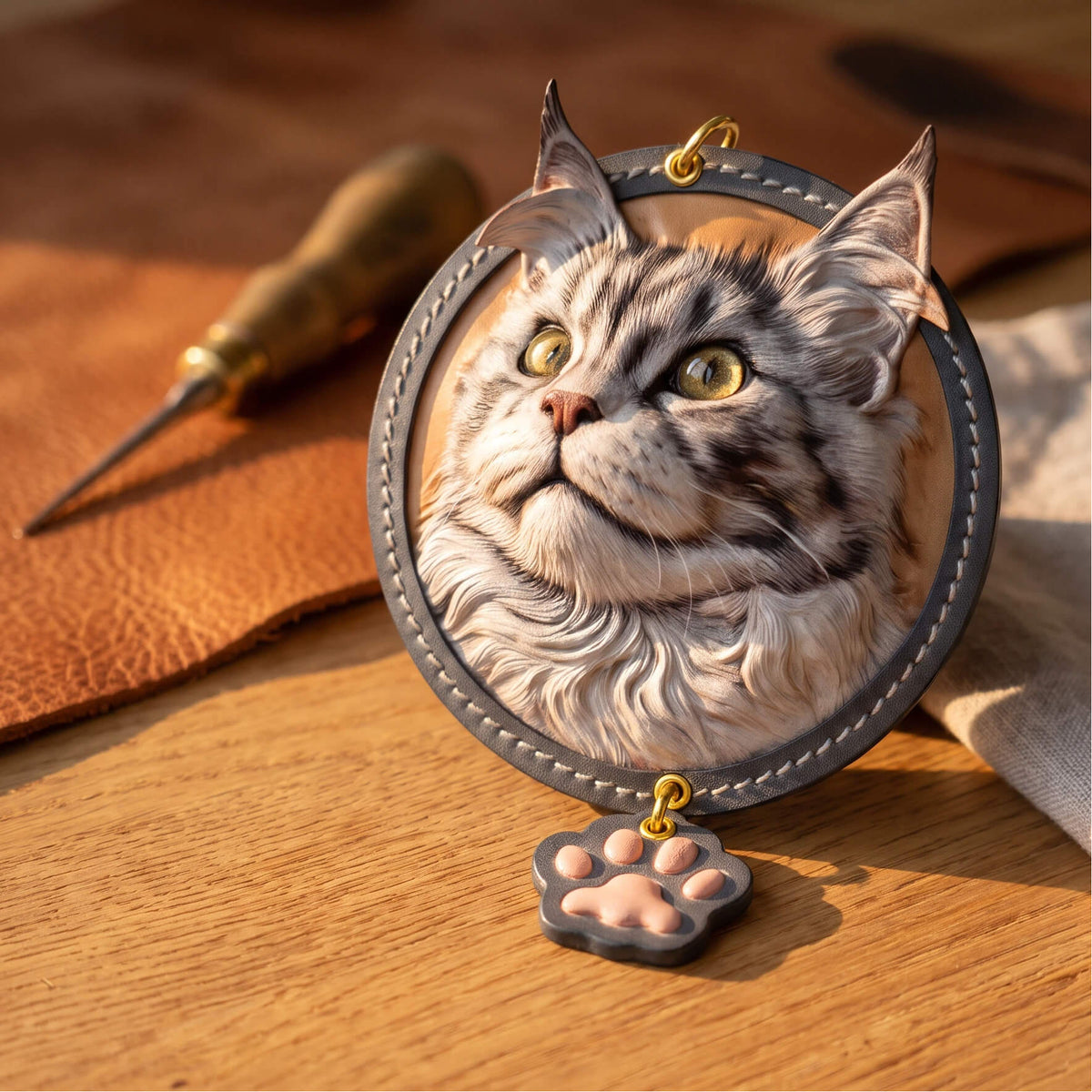 Custom Leather-Carved Pet Portraits